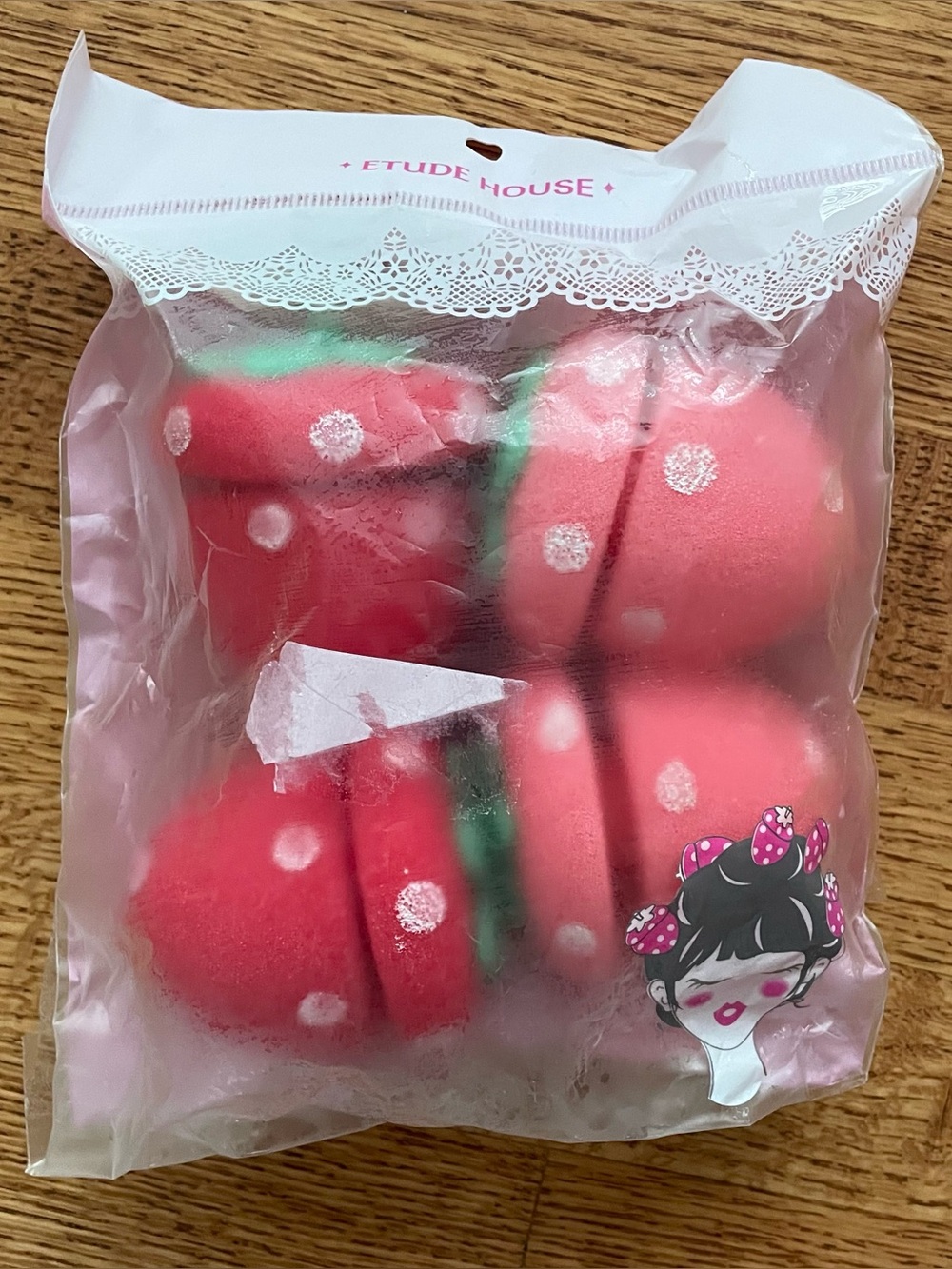 Etude House My Beauty Tool Strawberry Sponge Hair Rollers Foam Heatless Korea